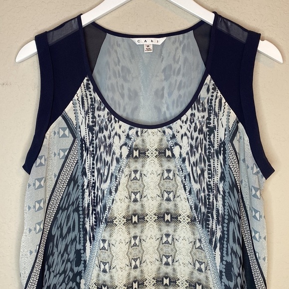 CAbi Mixed Print Tunic Style Sleeveless Blouse 253 Size Medium - Picture 4 of 13